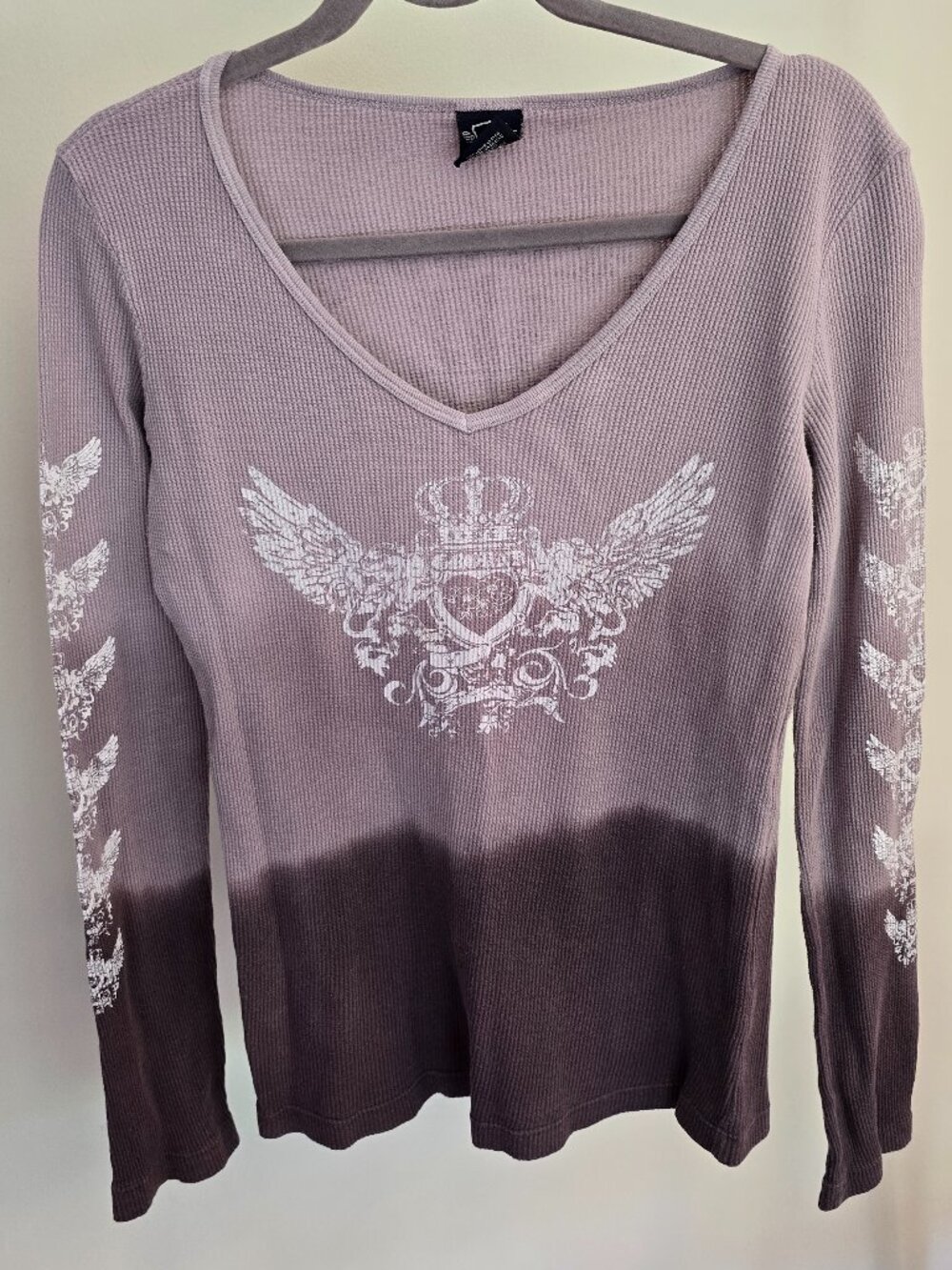 Sledge USA Purple Gradient V-Neck Eagle Wings Shirt Size L